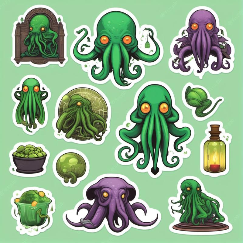 00073-20230831113700-7780-Cthulhu StickerSheet  _lora_SDXL-StickerSheet-Lora_1_, based on H.P Lovecraft stories, Very detailed, clean, high quality, sharp.jpg